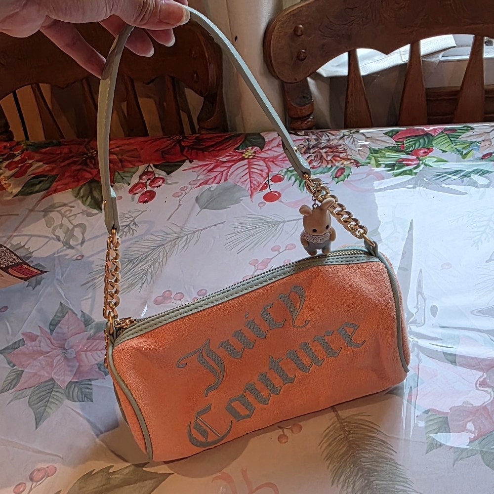 Juicy Couture Orange Barrel Shoulder Bag with Mint Trim
